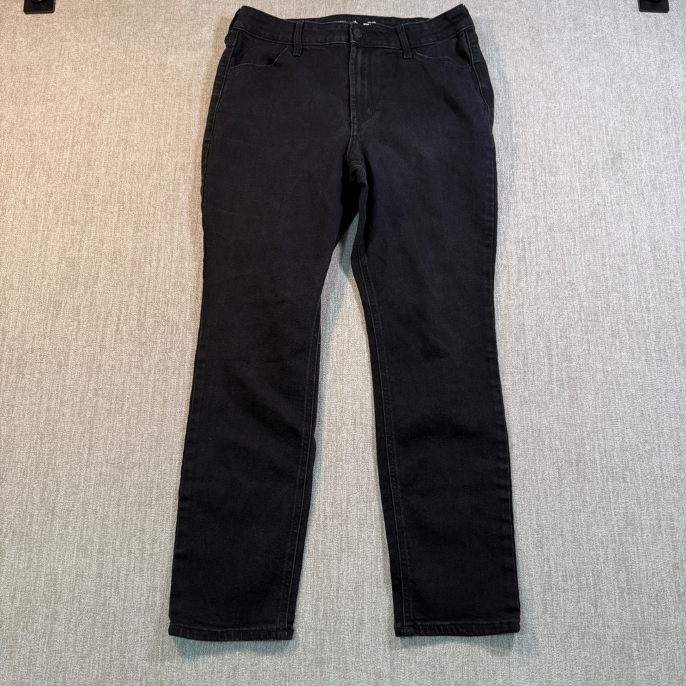 Old Navy Wow Straight High Rise Jeans Black Size 12 Short Stretch Denim